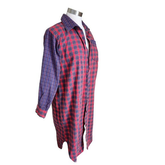Vintage Y2K Plaid Shirt Dress Collar SZ S Mixed Print Tunic‎ Cotton - Picture 7 of 13